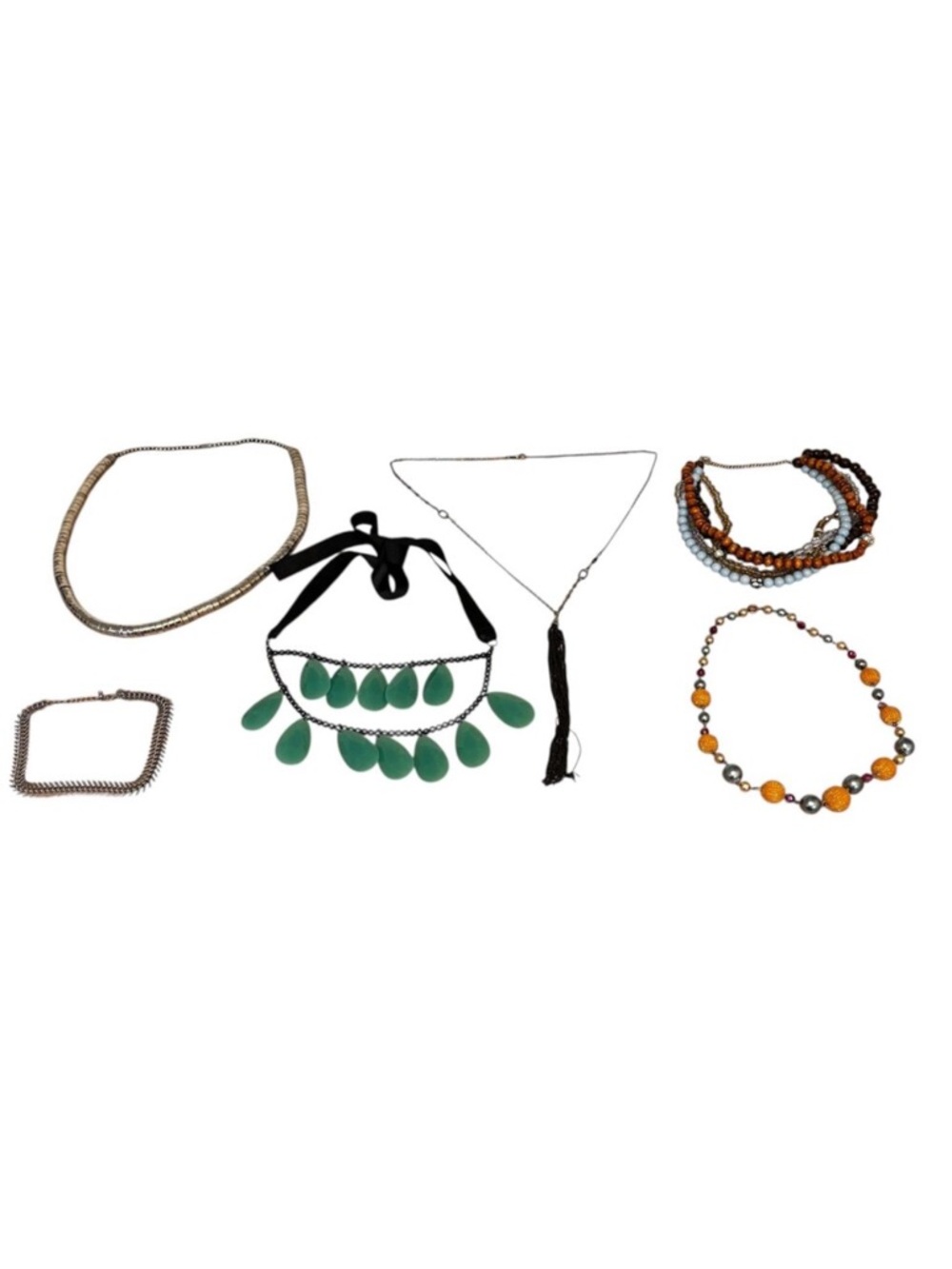 Lot of 6 Necklaces Beaded Necklaces, Multi-Layer, Choker, Tassel, Snake-Chain